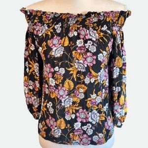 Floral Off-Shoulder Women's Blouse Top Size Medium